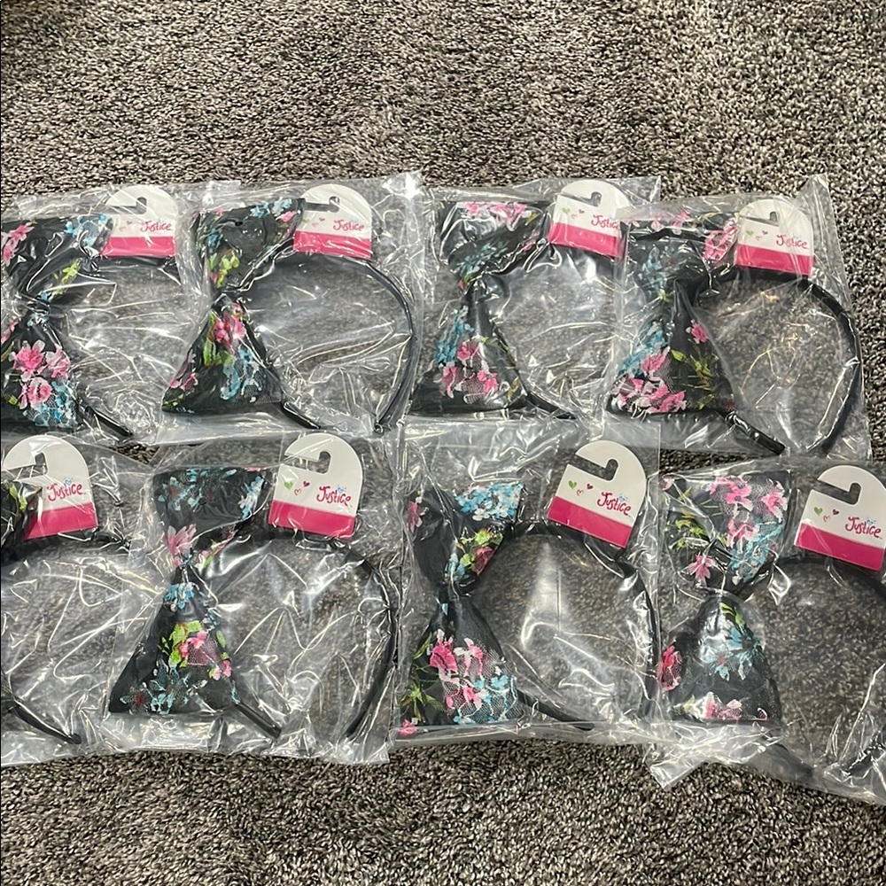 Justice Floral Bow Headbands. New. Set of 8